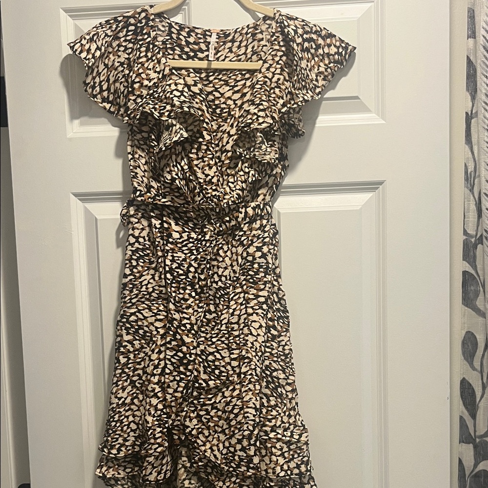 Free People Animal Print Top in Black and Brown